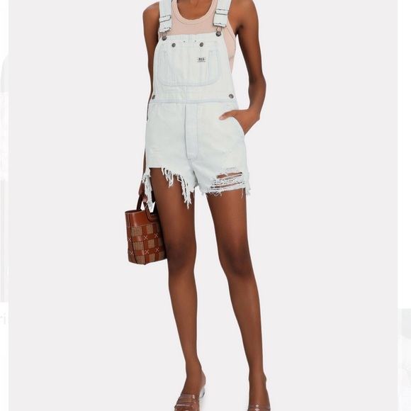 R13 Distressed Denim Short Overalls Size XS - Picture 1 of 4